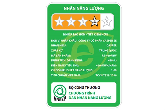 Tủ Lạnh Casper Inverter EcoFresh 458 Lít Side By Side RS-460PBW - Giá Tốt
